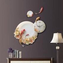 고급벽시계 럭셔리 엠보싱 장식 호텔 홈 거실 소파 TV 수지 꽃 물고기 벽화 아트, 11.style11