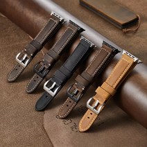 재고정리 이태리 crazy horse leather 애플워치호환 가죽스트랩, 블랙, 42-44-45mm