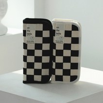 체크 파우치 펜 필통 감성 소품 케이스, 본상품선택, 아이보리 체커보드