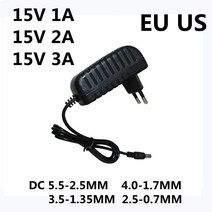 AC/DC 어댑터 DC 15 V 0.5A 1A 2A 3A AC 100-240V 컨버터 볼트 1000MA 충전기 전원 공급 장치 EU 미국 플매트 카펫 매트 러그, 15V 0.5A US Plug_DC 3.5-1.35MM