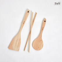 편백향 편백나무 조리도구 3종 세트 - 주걱 뒤집개 튀김젓가락
