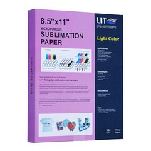 LIT 승화 용지 A4 210x297 mm 100장 100gsm 열 프레스 전사지 - 모든 엡손 Sawgrass Ricoh HP 잉크젯 프린터 빈 머그 텀블러용 잉크 포함, 8.5-x-11-inch 150sheets