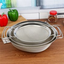 HERAN 식품급 스테인리스강 쌍귀망 바구니 주방 채소 씻기 아스팔트 분말 튀김 여과망 바구니 밀망 체 과일 바구니 스텐채반, 듀얼 헤드 메쉬 3개 강화 20/26/28CM