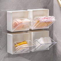 [조엘쇼핑] 벽에 붙이는 다용도 벽걸이 투명 미니 수납함 정리함, 2개세트, 화이트