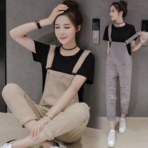 멜빵바지 점프슈트 최신 유행의 새로운 데님 턱받이 정장 여성 2020 여름 한국어 버전 느슨한 얇은 구