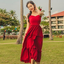 피나콜라다 로즈레드 프릴캉캉 드레스