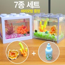 산호초 마리모 세트 7종 마리모밥 증정, 산호초02＋투명블럭[그레이] ＋ LED 전구＋5ml밥