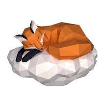 3D PaperCraft DIY 종이 모델 수면 여우 조각 구름 집 장식 퍼즐 동물 접기 선물 성인 장난감 거실 279559, 주황색