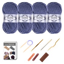 마마니트 맥시 목도리털실 4p DIY 세트, 203 데님, 1세트