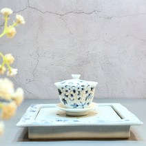 백자 청화 목단 고급 개완 140ml, 1개