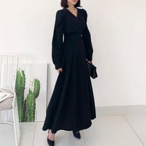 퍼니걸스 무지 퍼프 롱 원피스_3051