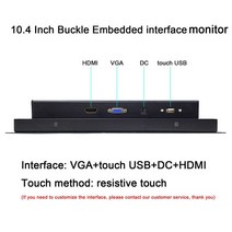 세로모니터 27 34 24 인치10.4/12.1/14/15 인치 저항 막 터치 산업용 모니터 VGA HDMI USB 인터페이스 HD, 01 10.4 inch HDMI