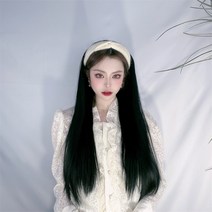 자연스러운 머리띠 가발 2022 핫아이템 WISH 대외 무역 가발 여성 일체 반쪽 머리띠 검은색 긴 생머리 한국판 왕홍 가발 공장 직매, 다크 브라운