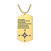 ETEVON Gold Plated Necklace for Men Boy Girls from Mom and Dad Jewelry Birthday Christmas Gift Kids, To My Daughter