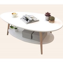 타원형 사각 2단 거실 우드 소파테이블 이케아 좌탁 낮은 식탁 쇼파테이블, HZ490, 마블