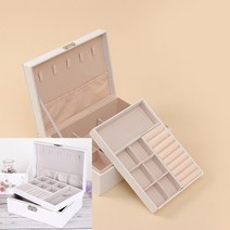 2단 액세서리 보관함 화이트 쥬얼리쇼케이스 악세사리케이스 고급보석함 쥬얼리보관함 보석정리함 원목진열대