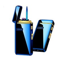 십전십미 USB 충전식 방풍 방수 플라즈마 고급 전기 터보라이터 2in1 가스 라이터 금속, E, 1개