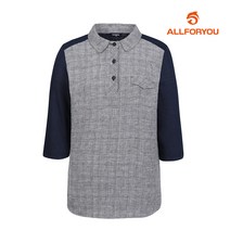 [올포유] 여성 체크 카라 티셔츠 ALTYK4221-915_G