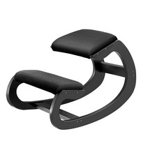 Predawn 직립 자세를 위한 인체 공학적 무릎 의자 - 가정 사무실 및 명상을 위한 흔들 의자 무릎 스툴 - 나무 및 리넨 쿠션 - 등과 목 통증 완화 및 자세 개선 (월넛), Black