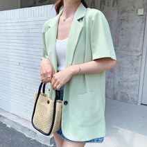 노이디제이 루즈핏 투버튼 반팔 간절기 모던 자켓 AIM9033