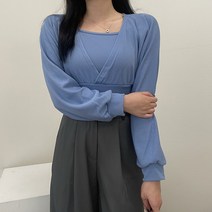 VANANA 국내제작 여성 꾸안꾸 끈나시 랩 크롭 맨투맨 투피스 세트