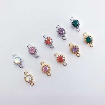컬러 큐빅 미니 양고리 펜던트 팔찌만들기 발찌만들기 귀걸이펜던트 동대문부자재 키링부자재, 그린, 실버(OR)