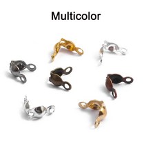100 개/몫 커넥터 걸쇠 피팅 4*7mm 볼 체인 Calotte 엔드 크림프 비즈 부품 DIY 쥬얼리 만들기 용품, [08] Multicolor