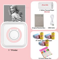 라벨 바코드 프린터 미니 휴대용 포토 프린터 포켓 열전사 인쇄 impresoras 호환, 1-9가지 색상 추가