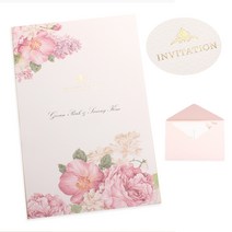 초대봉투 축하카드 웨딩카드봉투포함 청첩장, 플라워금박(카드+핑크봉투), 1개입