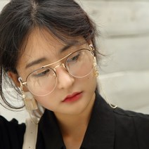 플랍 여성 남성 반무테 투브릿지 실버 보잉 메탈 안경테