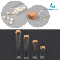 악세서리 소품 보관 소분용 일자형 코르크마개 유리통 5개 10개 투명 유리병 사이즈선택, 100mm