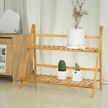의류편집숍 접이식 원목 2단선반 인테리어 화분 꽃집 매대 사무실, 1개