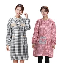 긴소매 앞치마 성인 방수 부엌 요리 여성 패션 앞치마, 자전거 녹색 가운 - 불방수