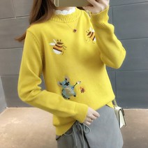 여성 꿀벌이중넥니트 여성니트 레이스니트 레이스레이어드 니트신상 겨울니트