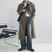 남자 오버핏 봄가을 히든 싱글 롱 트렌치코트 3color