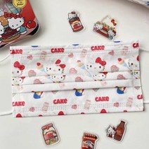 일회용 프린트 성인 귀여운 문양 컬러 스타일리쉬한 덴탈마스크 30매 50매 3중필터 대형 소형 예쁜마스크, 핑크키티 대형