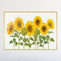 아트블루 돈 들어오는 6송이 해바라기 수채화 그림 풍수 인테리어 액자, 4번 8송이 해바라기_흰배경