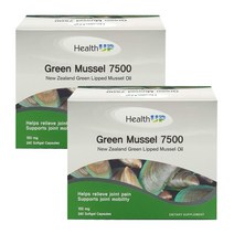 Health UP Green Mussel 헬스업 뉴질랜드 초록입홍합 오일 7500mg 240정 2팩, 2개