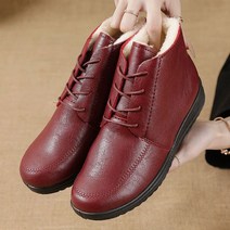 여성 겨울 어그 헌터 스노우 패딩 털 앵클 방한 Rimocy-레이스업 두꺼운 플러시 발목 부츠 여성용 편안한 미끄럼 방지 코튼 신발 Pu 가죽