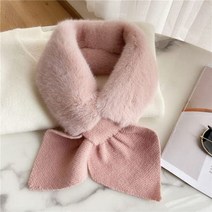 크로스 페이크 모피 목도리 니트 스카프 여성용 부드러운 목도리 F/W