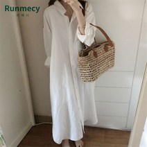 런메시Runmecy 빅사이즈 롱 셔츠 원피스 빅사이즈원피스