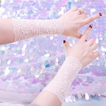 레이스 손목토시 반장갑 운전 손토시 손등 쿨토시 손가락, 블랙
