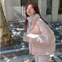 오션마인 오버핏 오리털 초경량 점퍼 여성 패딩 학생 마카롱색