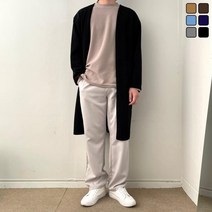 남자 롱 가디건 오버핏 빅사이즈 노버튼 니트 가운 L XL