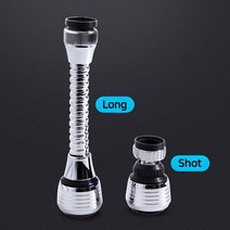 360 회전 주방 싱크대 수도꼭지 분무기 수전 스테인리스 노즐 정수기 버블 물절약 필터/정직한사람들, 롱