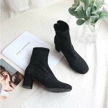 NAM 여성 가을 앵클 부츠 검정 부츠힐 신발 직장인 구두