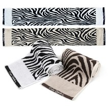 스포츠 타올 수건 세트, 흰색+갈색, 4장, 피에르가르뎅 지브라 스포츠타월