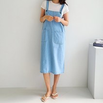 앞포켓청멜빵원피스 멜빵 청원피스 롱원피스 미디원피스 여름원피스 청치마 청스커트