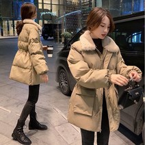 겨울 퍼 카라 지퍼 포켓 점퍼 여성 단색 허리 스트링 슬림핏 자켓 새내기 숙녀 직장인 외출복