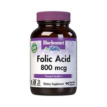 BlueBonnet 블루보넷 폴산정 엽산정 Folic Acid 800mcg 90정 1개, 기본